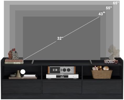 FATORRI TV Stand for 55/60/65 Inch TVs for Living Room, Modern Black - Image 5