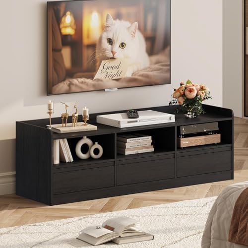 FATORRI TV Stand for 55/60/65 Inch TVs for Living Room, Modern Black - Image 6