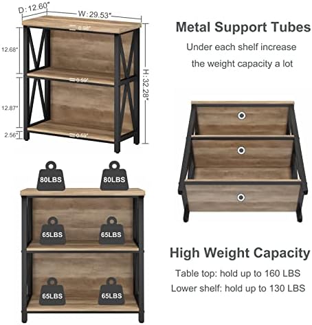 FATORRI Low Bookshelf and Corner Shelf for Home Office (Rustic Oak) - Image 3