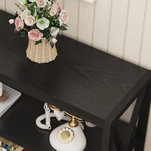 FATORRI Console Table for Entryway, 55 Inch Long Sofa Table with Shelves Under Window, Wood and Metal Hallway Tables for Foyer, Black - Image 4