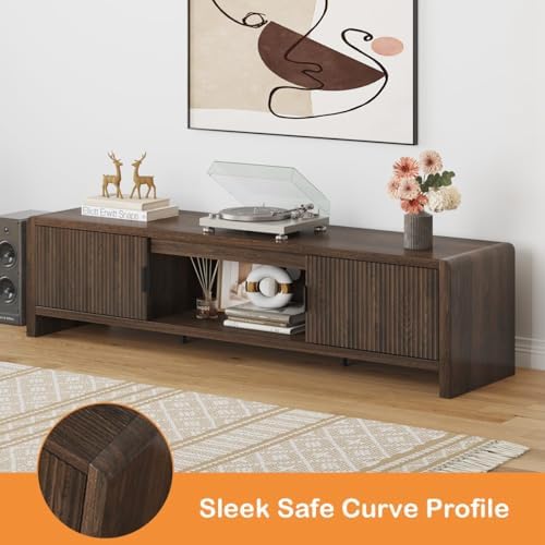 FATORRI TV Stand with Storage and Console Table with Drawers for Living Room Bedroom (Dark Walnut) - Image 6