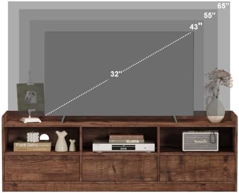FATORRI Coffee Table and TV Stand Bundle for Living Room, Modern Rustic Brown TV Console Entertainment Center with Storage Shelf, Fluted Rectangular Center Table Set, 2-Piece Furniture Set - Image 3