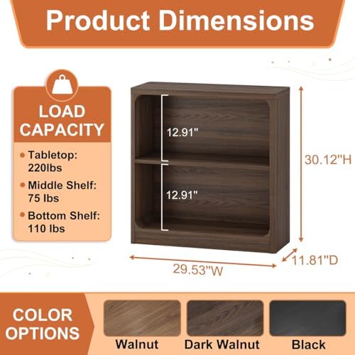 FATORRI 6-Cube Storage Organizer and 3-Tier Bookshelf Set of 2, Open Shelf Bookcase and Cube Bookcase with Rounded Corners for Living Room Bedroom Office, Dark Walnut - Image 3