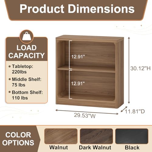 FATORRI 6-Cube Storage Organizer and 3-Tier Bookshelf Set of 2, Open Shelf Bookcase and Cube Bookcase with Rounded Corners for Living Room Bedroom Office, Walnut - Image 4