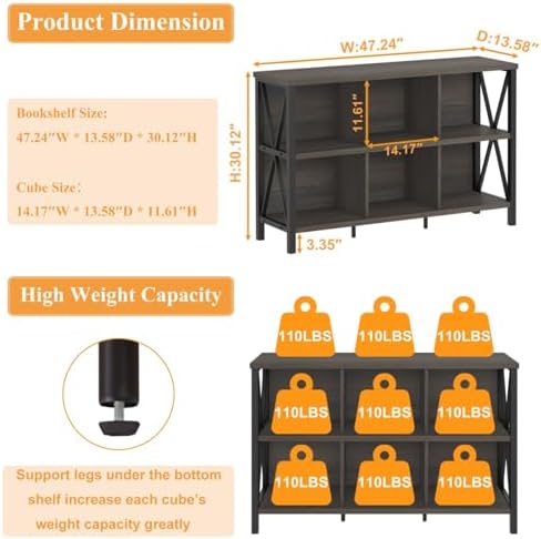FATORRI 8 Cube Storage Organizer Bookshelf and 6 Cube Storage Organizer (Walnut Brown) - Image 7