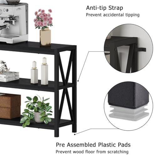 FATORRI Console Table for Entryway, 55 Inch Long Sofa Table with Shelves Under Window, Wood and Metal Hallway Tables for Foyer, Black - Image 6