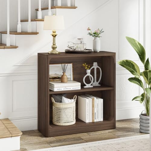 FATORRI 6-Cube Storage Organizer and 3-Tier Bookshelf Set of 2, Open Shelf Bookcase and Cube Bookcase with Rounded Corners for Living Room Bedroom Office, Dark Walnut - Image 7