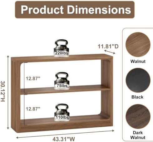 FATORRI Console Table with 3-Tier Storage Shelves, Wood Sofa Tables Behind Couch, Rustic Farmhouse Entryway Table for Living Room, Hallway (Walnut) - Image 4