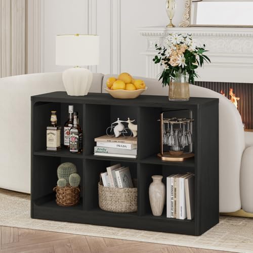 FATORRI 6-Cube Storage Organizer and 3-Tier Bookshelf Set of 2, Open Shelf Bookcase and Cube Bookcase with Rounded Corners for Living Room Bedroom Office, Black - Image 7
