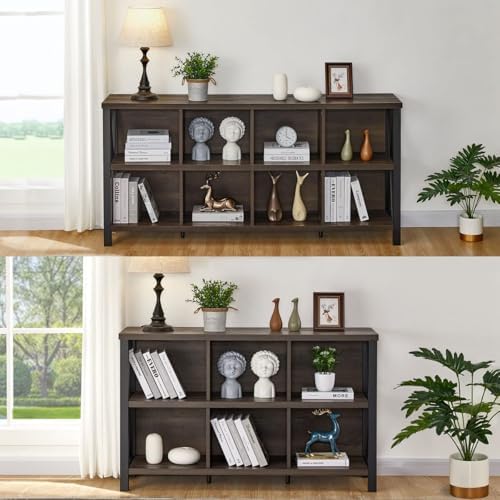 FATORRI 8 Cube Storage Organizer Bookshelf and 6 Cube Storage Organizer (Walnut Brown) - Image 2