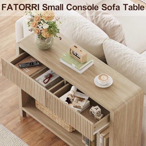 FATORRI Console Sofa Table, Wooden Entryway Table for Living Room, 39.37 inch Modern Hallway Tables and Couch Tables Behind Sofa (Light Walnut) - Image 5