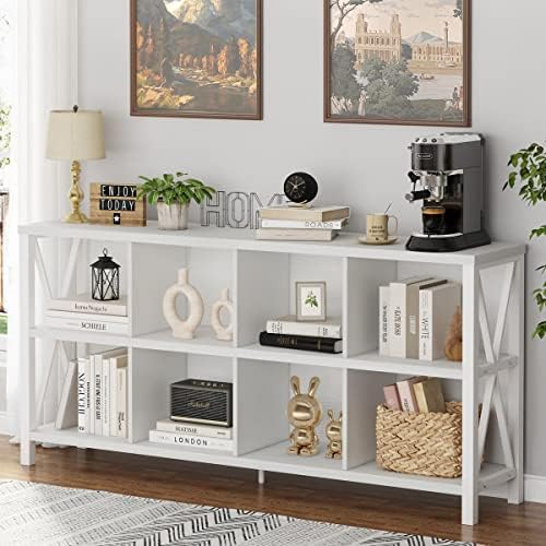 FATORRI 8 Cube Storage Organizer Bookshelf and Tall Corner Shelf Stand (White Oak) - Image 4