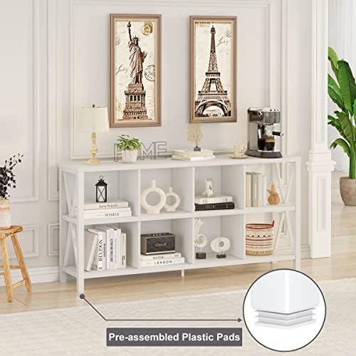 FATORRI 8 Cube Storage Organizer Bookshelf and Tall Corner Shelf Stand (White Oak) - Image 5