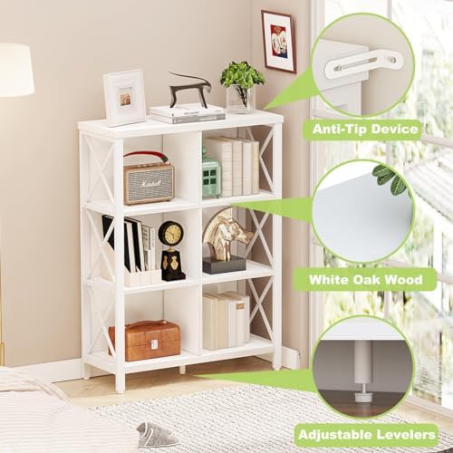 FATORRI 6 Cube Storage Organizer Bookshelf and Small Bookcase for Home Office (White Oak) - Image 4