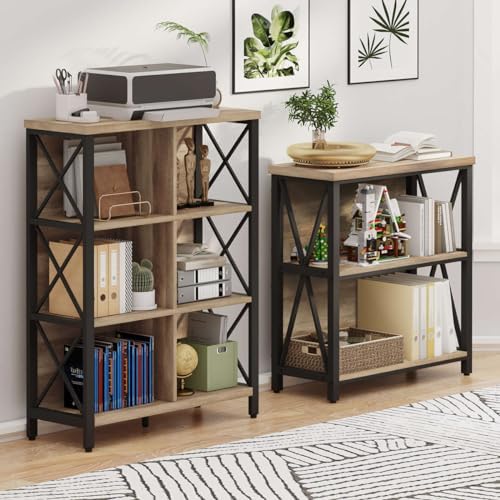 FATORRI 6 Cube Storage Organizer Bookshelf and Small Bookcase for Home Office (Rustic Oak) - Image 2