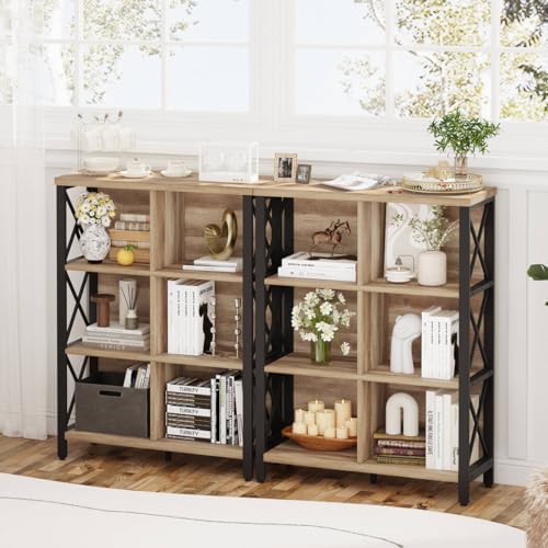FATORRI Industrial L Shaped Computer Desk and6 Cube Bookshelf for Home Office (Rustic Oak) - Image 6