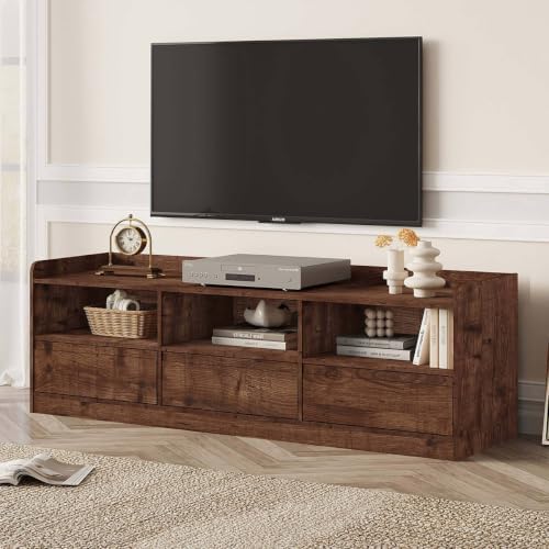 FATORRI Coffee Table and TV Stand Bundle for Living Room, Modern Rustic Brown TV Console Entertainment Center with Storage Shelf, Fluted Rectangular Center Table Set, 2-Piece Furniture Set - Image 4
