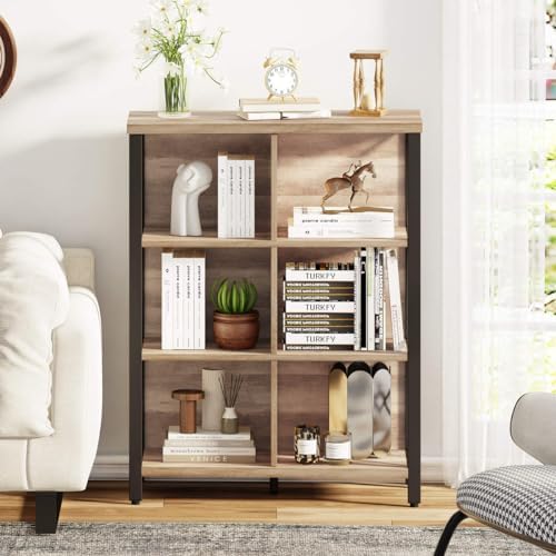 FATORRI 6 Cube Storage Organizer Bookshelf and Small Bookcase for Home Office (Rustic Oak) - Image 6