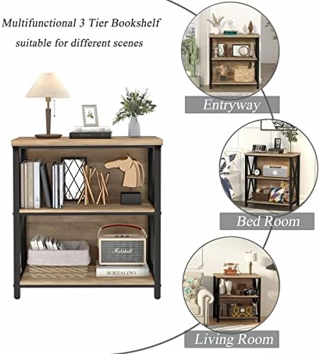 FATORRI Low Bookshelf and Corner Shelf for Home Office (Rustic Oak) - Image 6