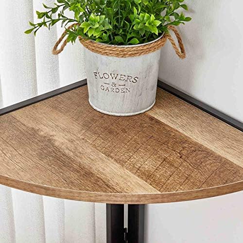 FATORRI Wood and Metal Bookshelf and Corner Shelf for Home (Rustic Oak) - Image 5