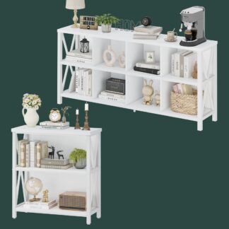FATORRI 8 Cube Storage Organizer Bookshelf and Small Bookcase for Home Office (White Oak)