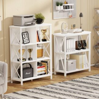FATORRI 6 Cube Storage Organizer Bookshelf and Small Bookcase for Home Office (White Oak)