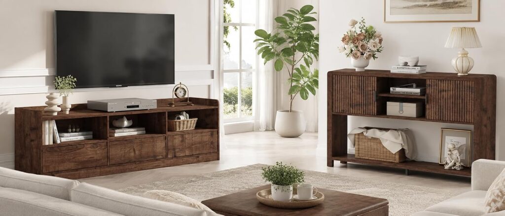FATORRI Console Table and TV Stand with Storage for Living Room