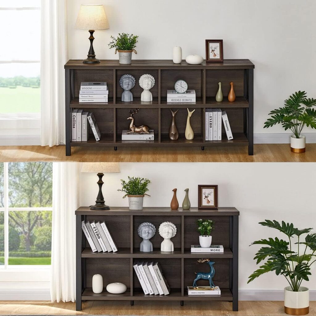 FATORRI 8 Cube Storage Organizer Bookshelf and 6 Cube Storage Organizer (Walnut Brown)