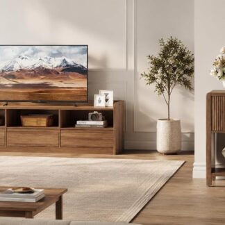 FATORRI Console Table and TV Stand with Storage for Living Room, Walnut