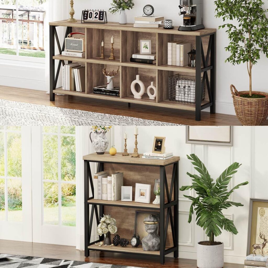 FATORRI 8 Cube Storage Organizer Bookshelf and Small Bookcase for Home Office(Rustic Oak)